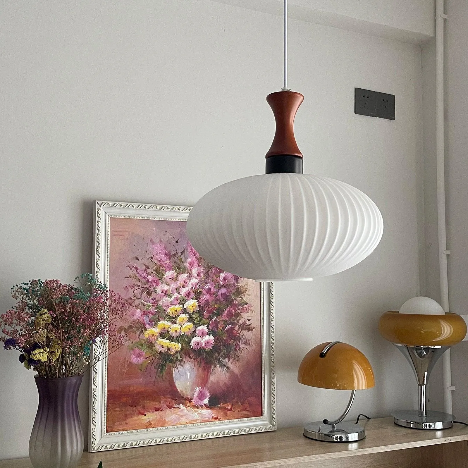 Pleated Glass Nelson Pendant Light