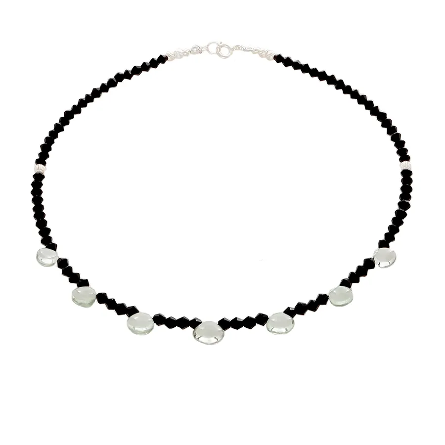 Prasiolite & Black Onyx Faceted beaded Necklace