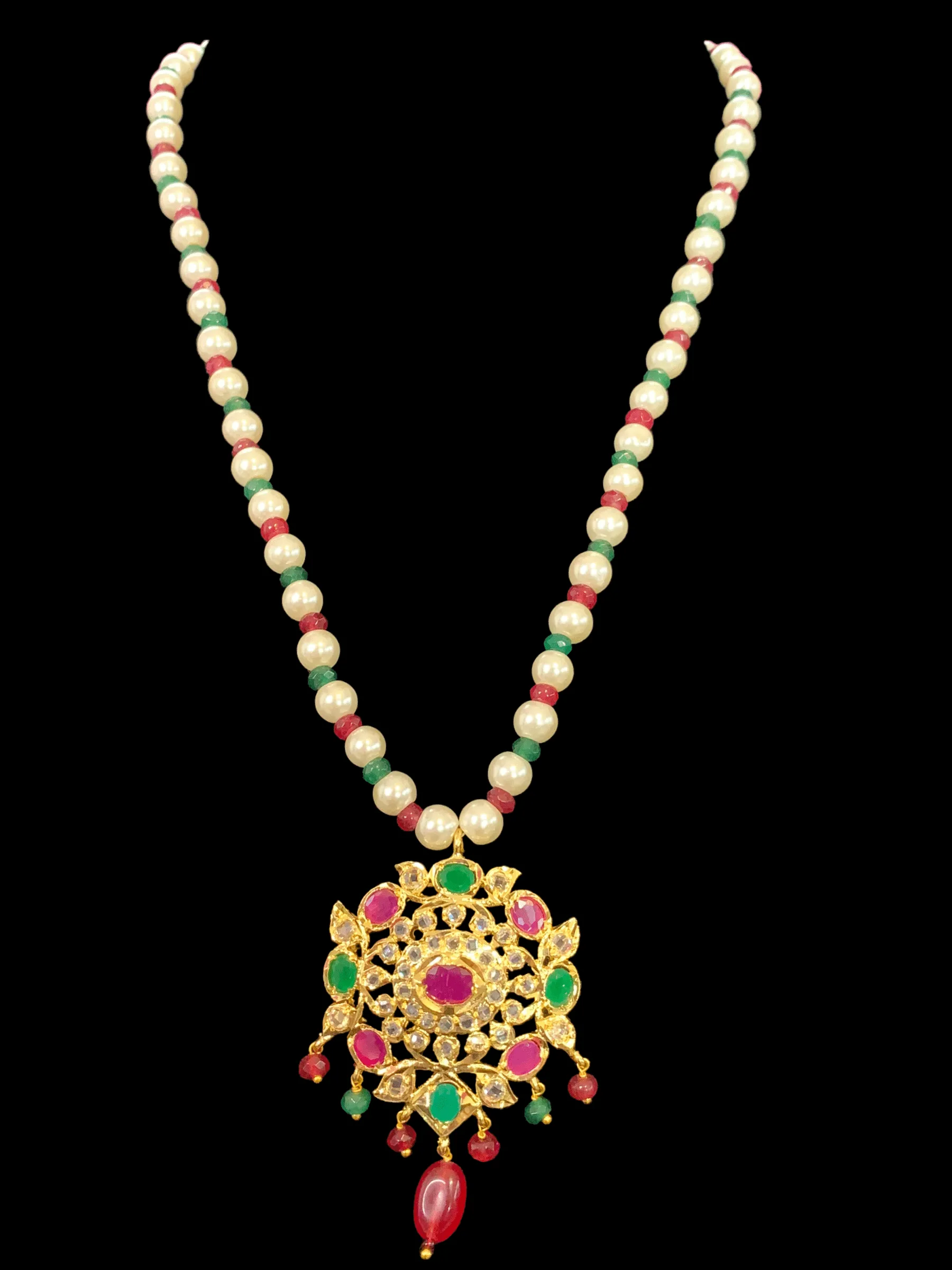 PS434 Ammara pendant  set in red green  ( READY TO SHIP )