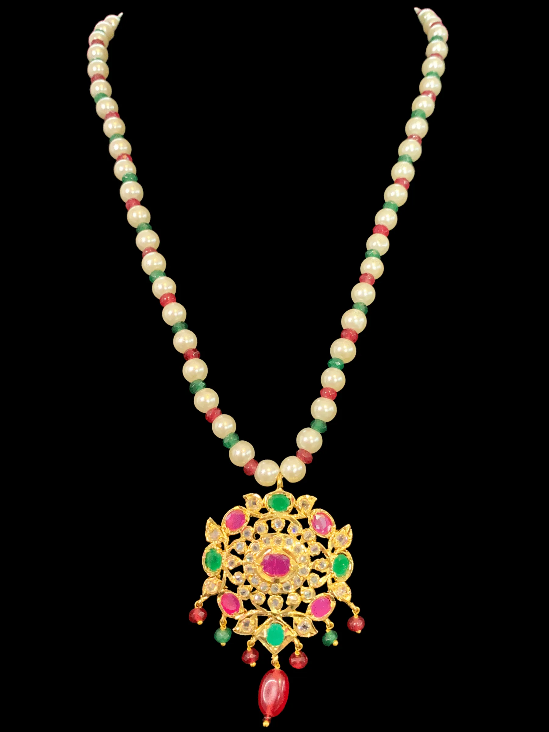 PS434 Ammara pendant  set in red green  ( READY TO SHIP )