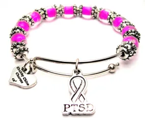 PTSD Awareness Ribbon 9mm Glass Beaded Single Bracelet