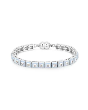 Pyramid Stud Tennis Bracelet- Baby Blue- Silver