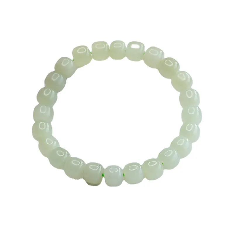 Qingshui Lake Jade Bracelet with Sterling Silver Beads