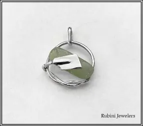 Quartz Gemstone in a Swirl Hatchet Oar Rowing Pendant