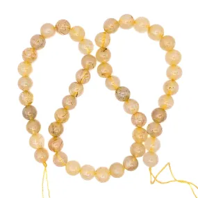 Quartz Rutilated 8.5mm Smooth Rounds Bead Strand