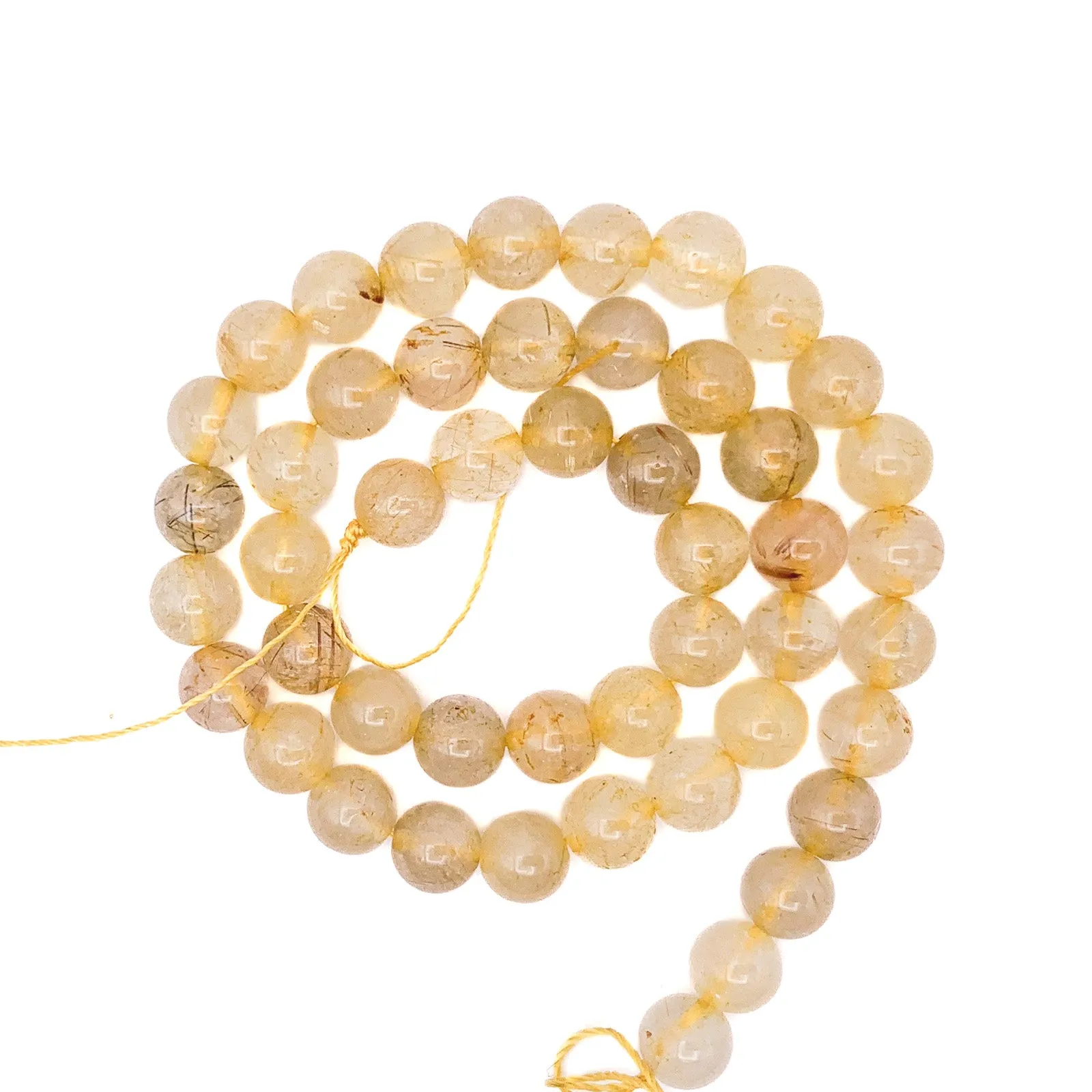 Quartz Rutilated 8.5mm Smooth Rounds Bead Strand