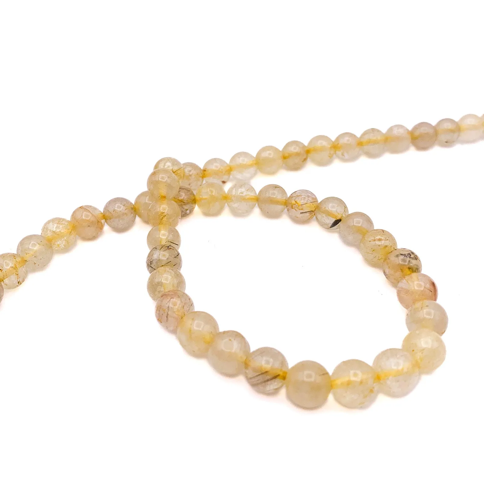 Quartz Rutilated 8.5mm Smooth Rounds Bead Strand