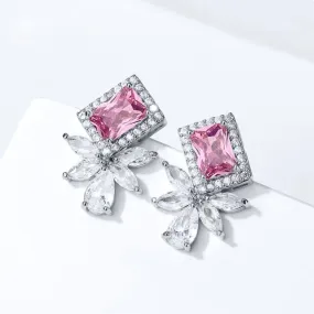 "Ava" - Pink CZ Bridal Stud Earrings