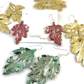 "Glitter Leaf" Earrings (Various Colours)