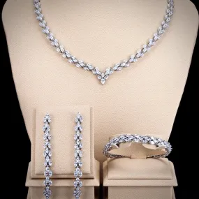 "Harmony" - Cubic Zirconia Bridal Three-Piece Jewelry Set - Available in Silver and Gold