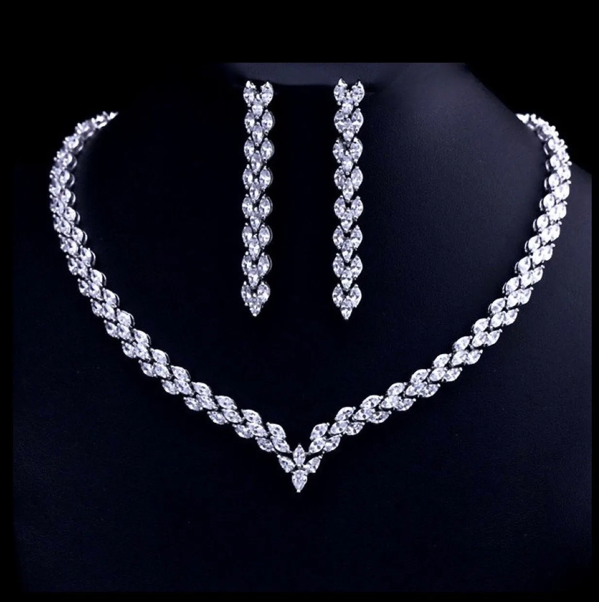 "Harmony" - Cubic Zirconia Bridal Three-Piece Jewelry Set - Available in Silver and Gold