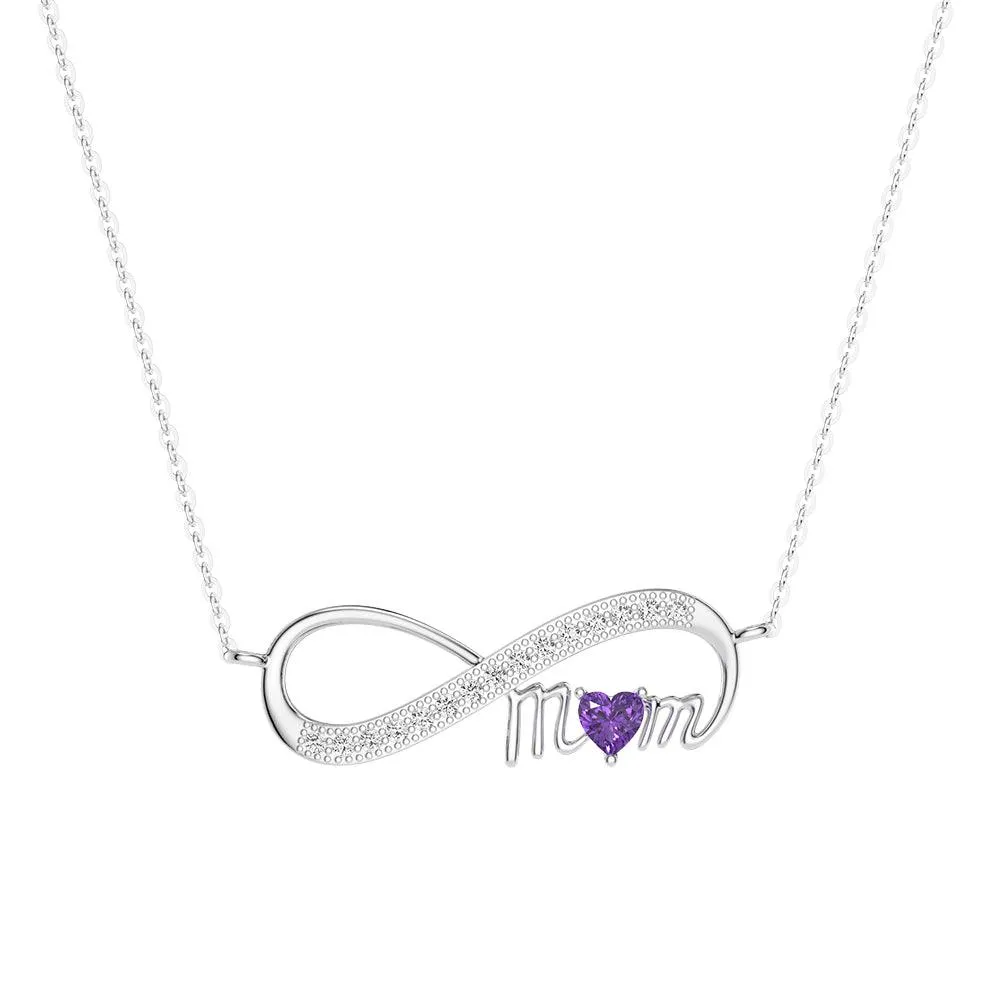 "Infinite Love" Mom's Heart Shaped Birthstone Necklace