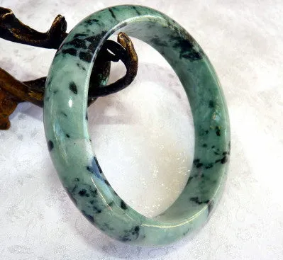 "Yin and Yang" Burmese Jadeite Bangle Bracelet 62 mm Grade A   Certificate (4979)