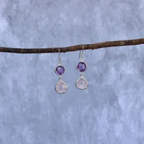 Radiant Duo - Amethyst & Rose Quartz Earring