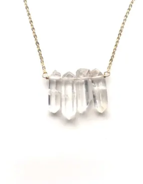 Raw Clear Quartz Row Necklace - Raw Crystal Necklace - Crystal Healing Necklace - Quartz Jewelry