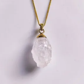 Raw Rose Quartz Crystal Pendant Necklace