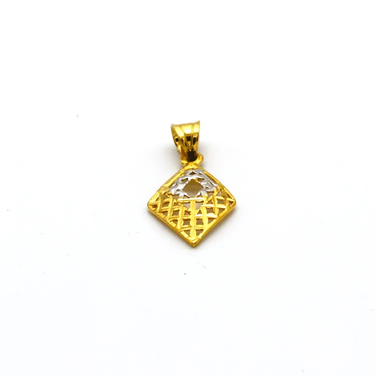 Real Gold 2 Color Net Rhombus Shape Pendant P 1628