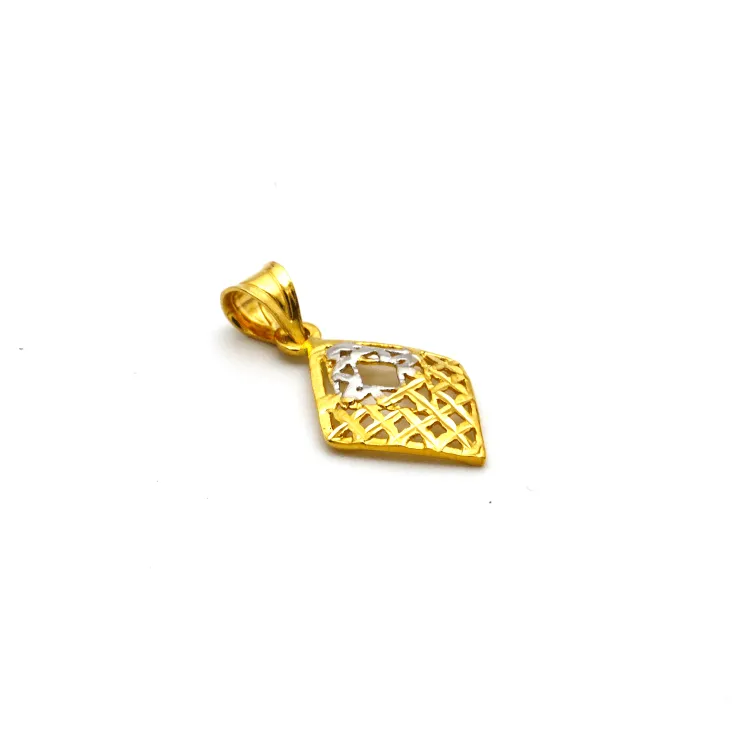 Real Gold 2 Color Net Rhombus Shape Pendant P 1628