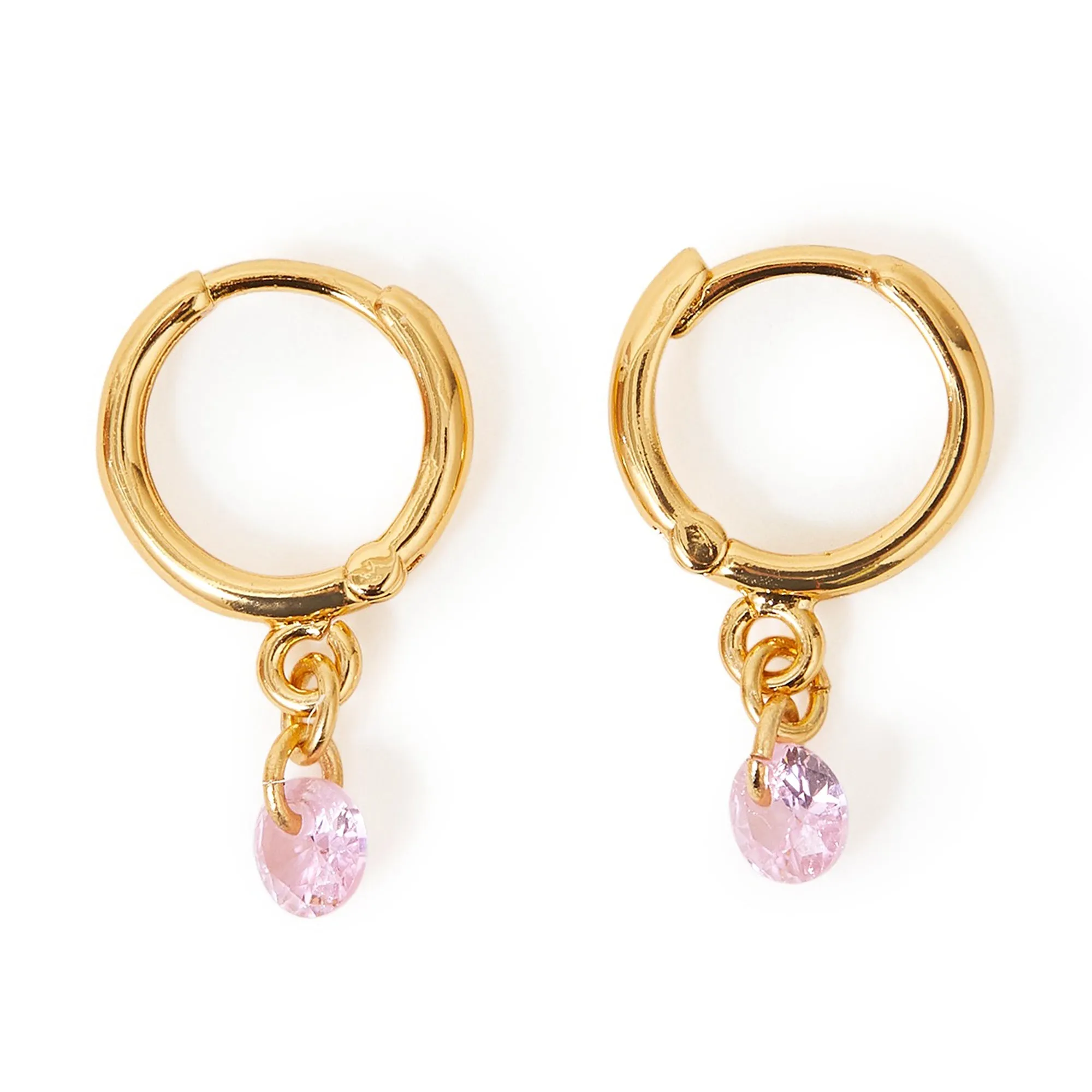 Real Gold Plated Pink Z Sparkle Huggies Earrings