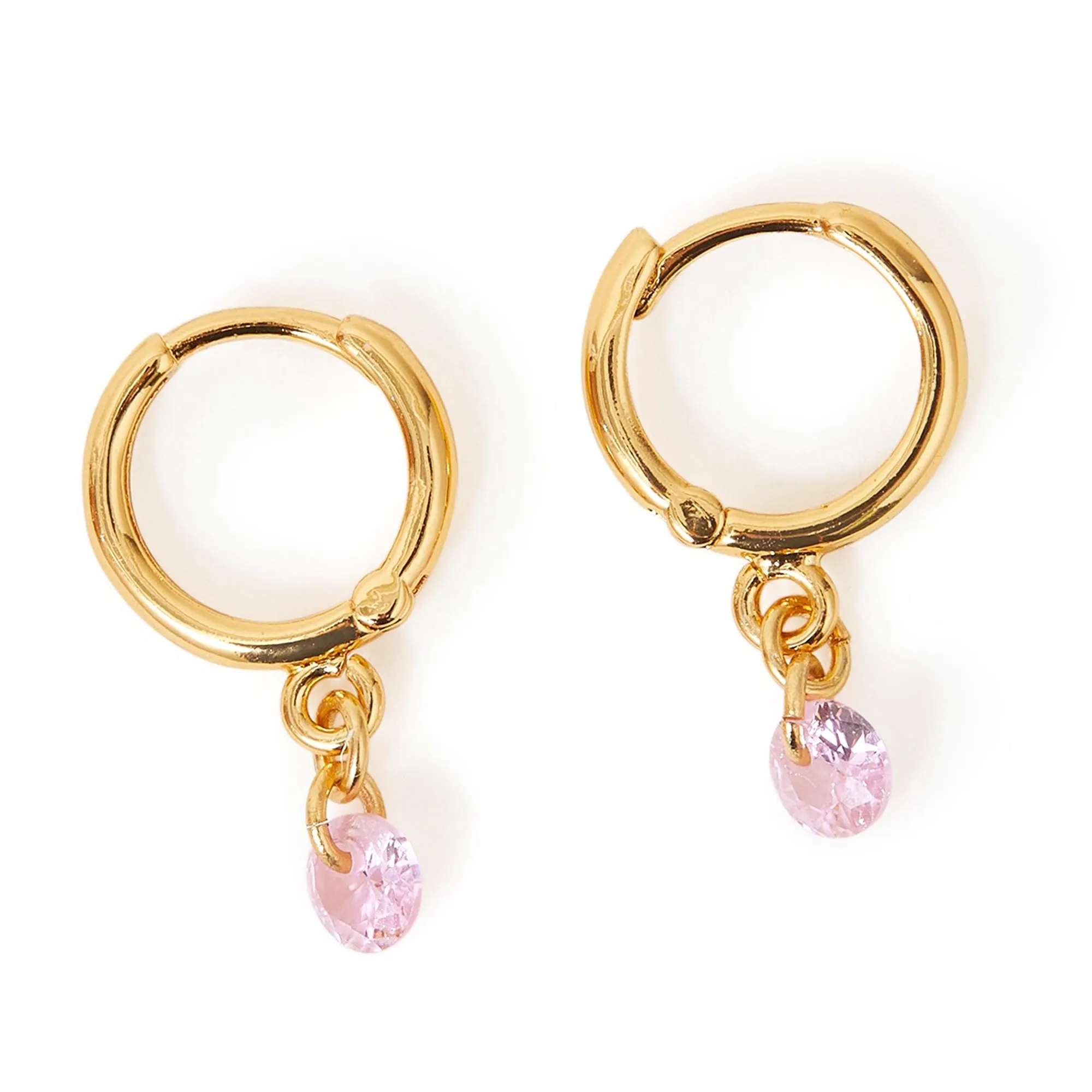 Real Gold Plated Pink Z Sparkle Huggies Earrings