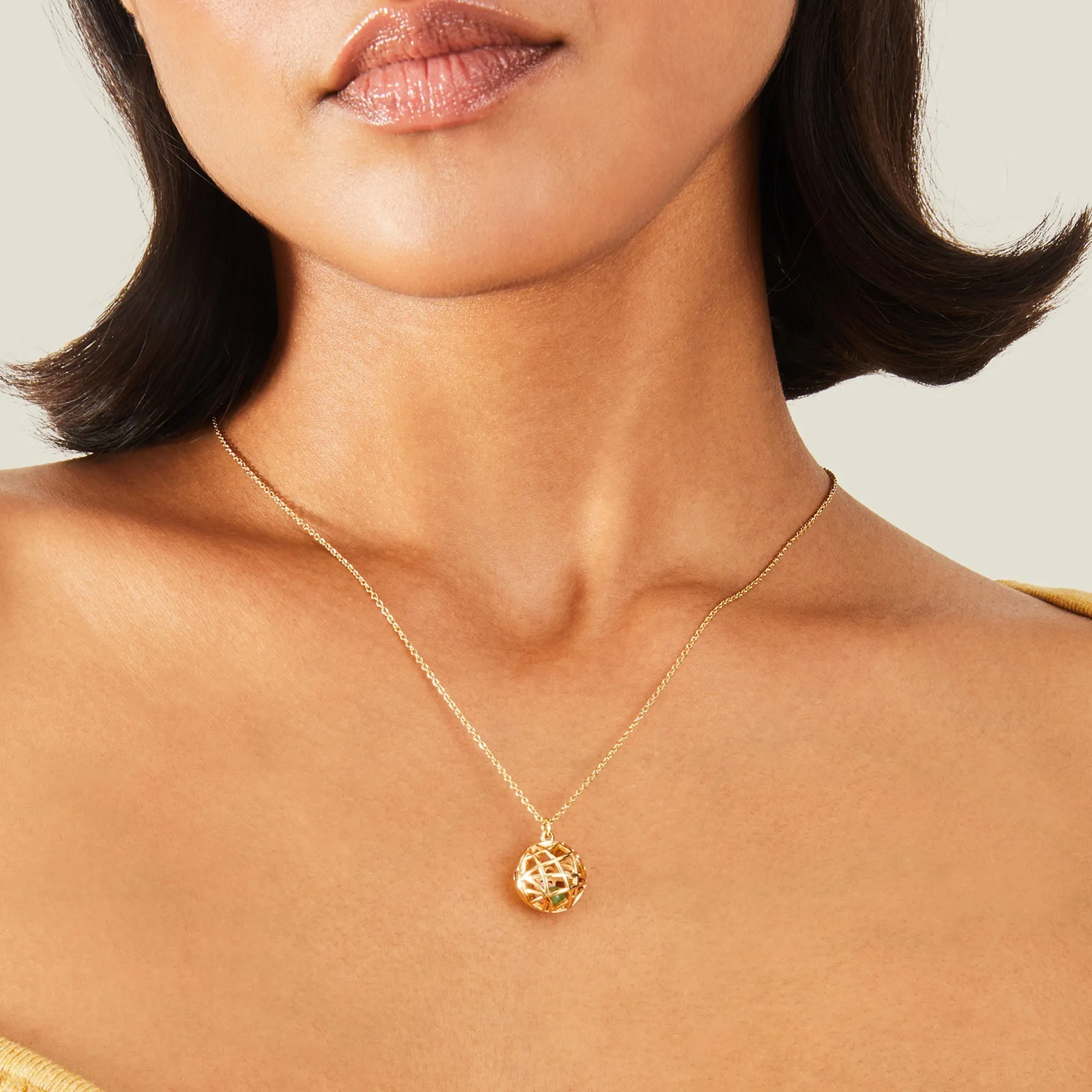 Real Gold-Plated Semi-Precious Stone Necklace