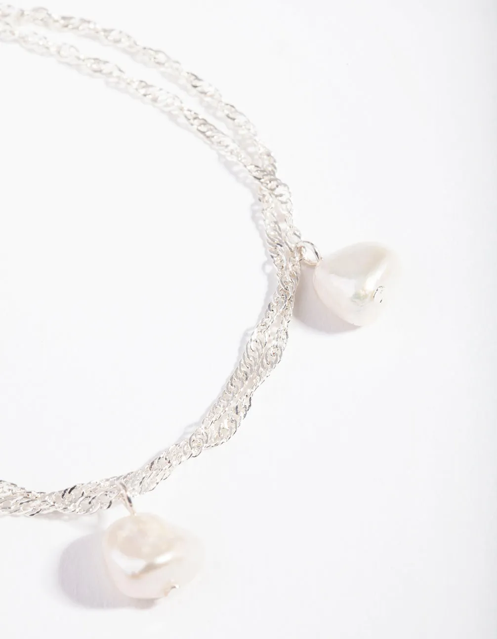 Real Silver Plated Triple Freshwater Pearl Bracelet