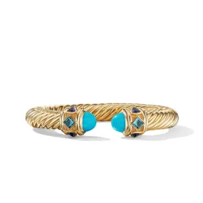 Renaissance Bracelet in 18K Yellow Gold with Turquoise, Hampton Blue Topaz, and Iolite