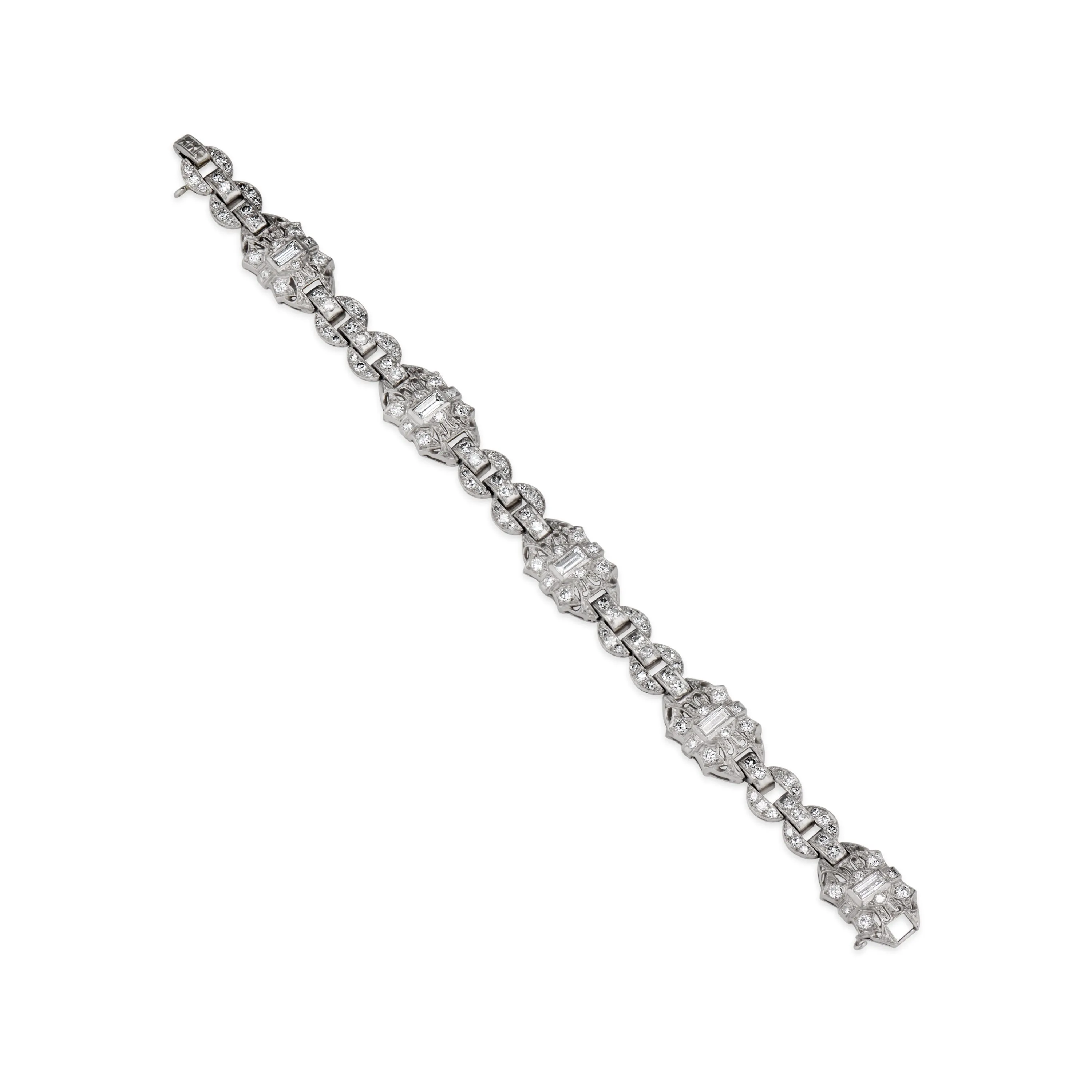 Retro Baguette Diamond Deco Style Bracelet