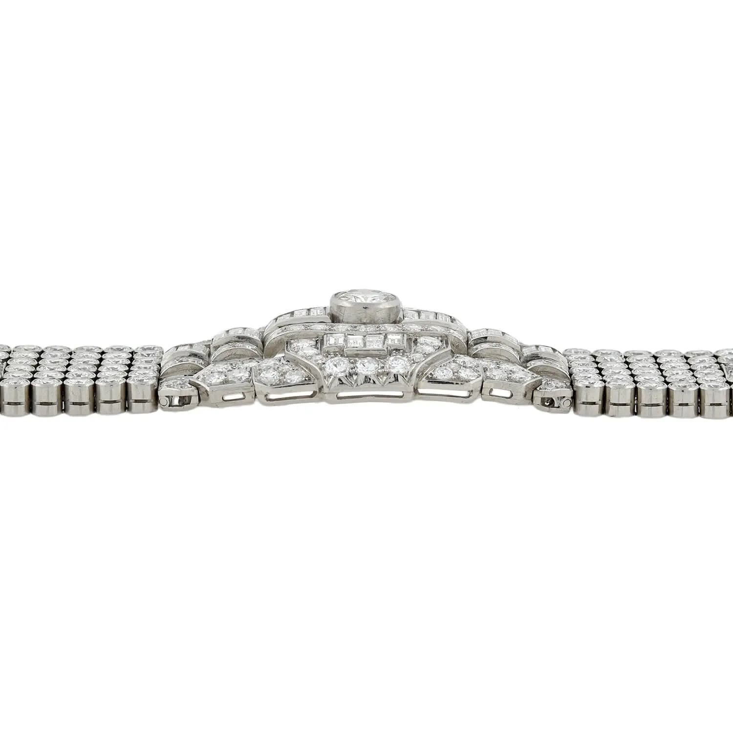 Retro Exquisite Platinum Diamond Encrusted Link Bracelet 32ctw