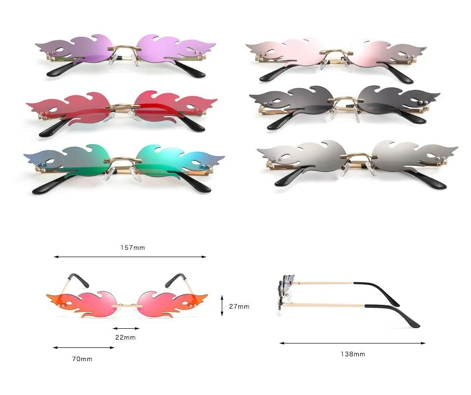 Rimless Fire Flame Shaped And Unisex Sunglasses Shades