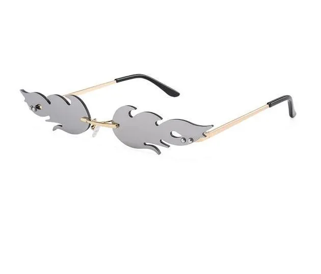 Rimless Fire Flame Shaped And Unisex Sunglasses Shades