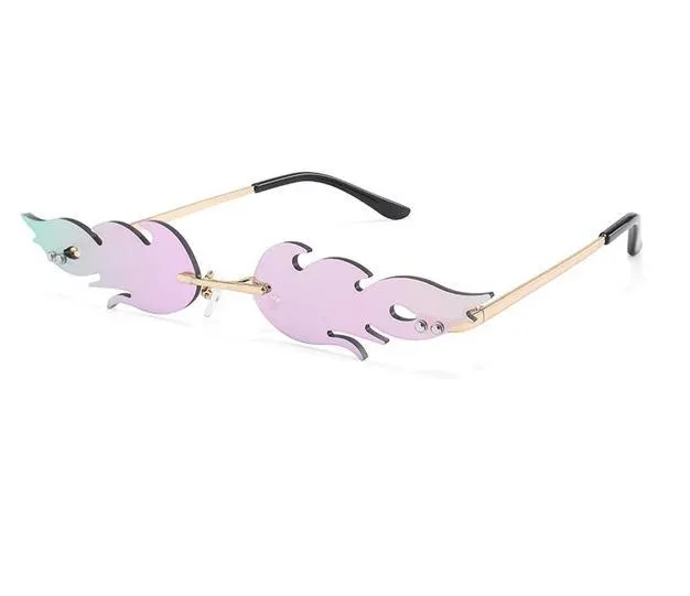 Rimless Fire Flame Shaped And Unisex Sunglasses Shades