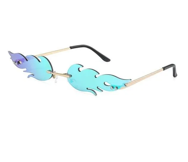 Rimless Fire Flame Shaped And Unisex Sunglasses Shades