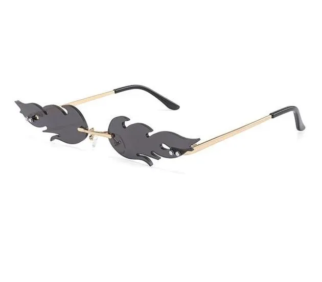 Rimless Fire Flame Shaped And Unisex Sunglasses Shades