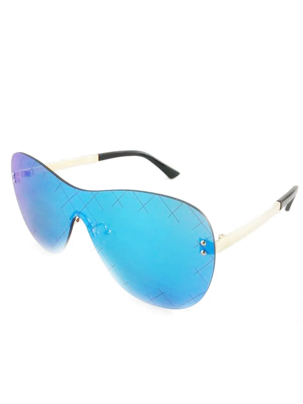 Rimless Shield Cross Pattern Sunglasses