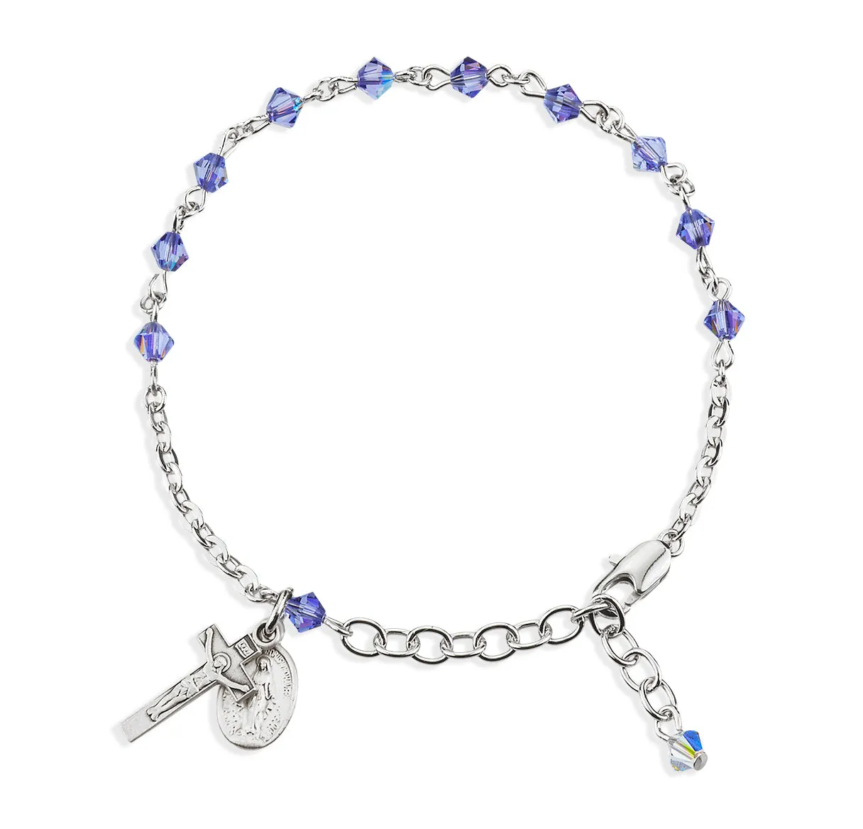 Rosary Bracelet Created with 4mm Tanzanite Finest Austrian Crystal Rondelle Beads by HMH - BR6504TZ