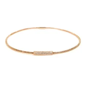 Rose Gold Mesh Necklace CZ