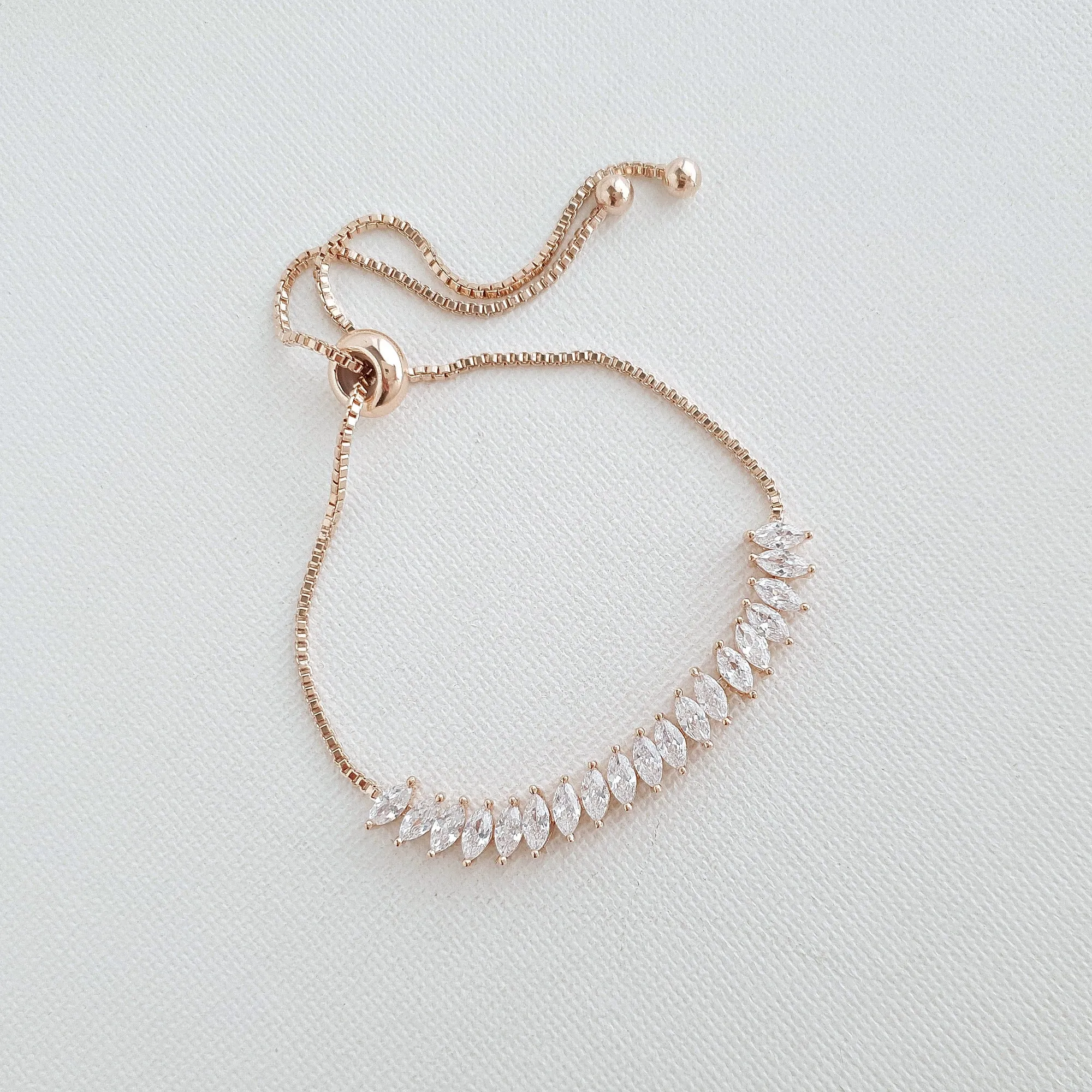 Rose Gold Wedding Bracelet, Rose Gold Adjustable Bracelet, Rose Gold Bridesmaid Bracelet, Wedding Jewelry, Simple Bracelet, Katie