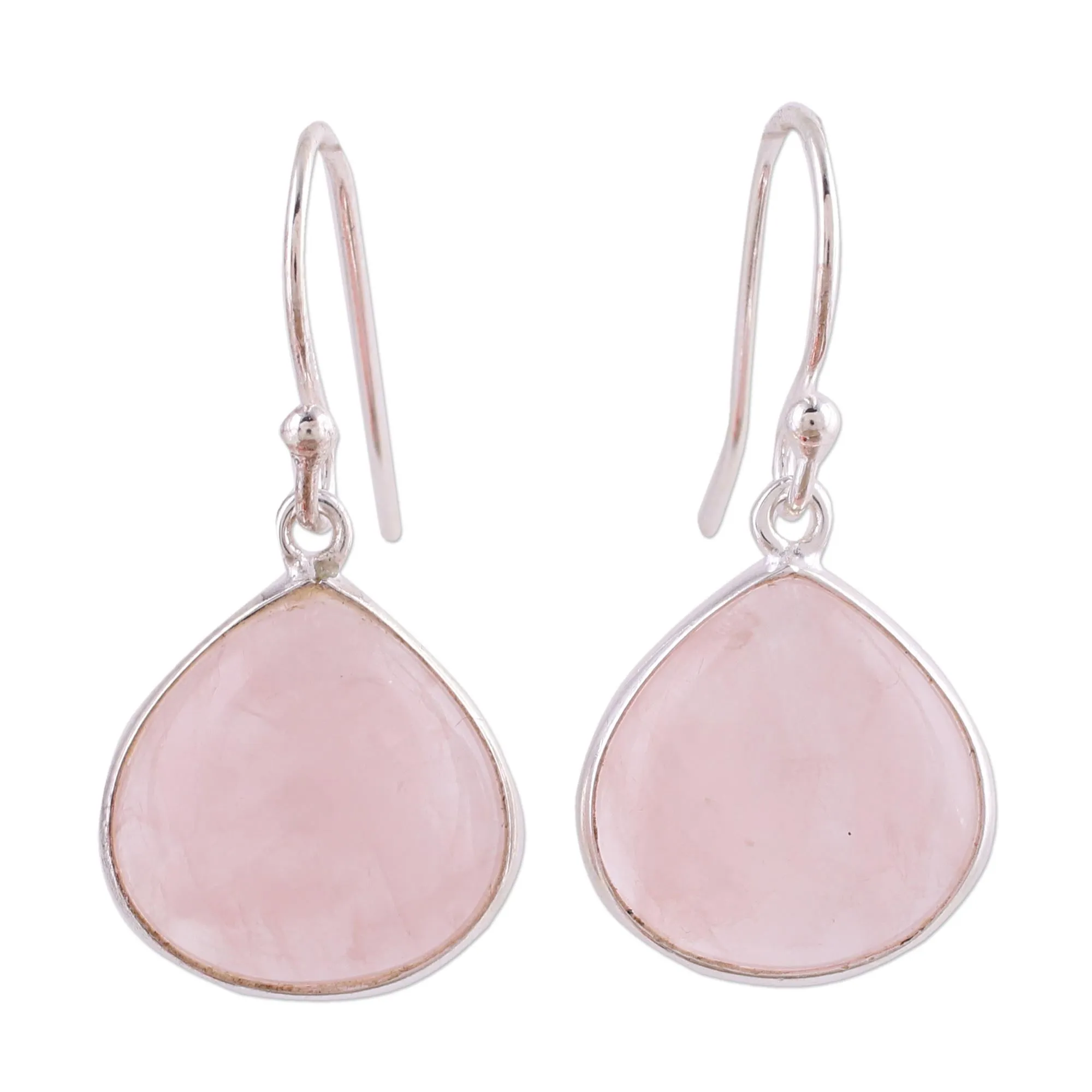 Rose Quartz and Sterling Silver Dangle Earrings from India - Dancing Soul | NOVICA