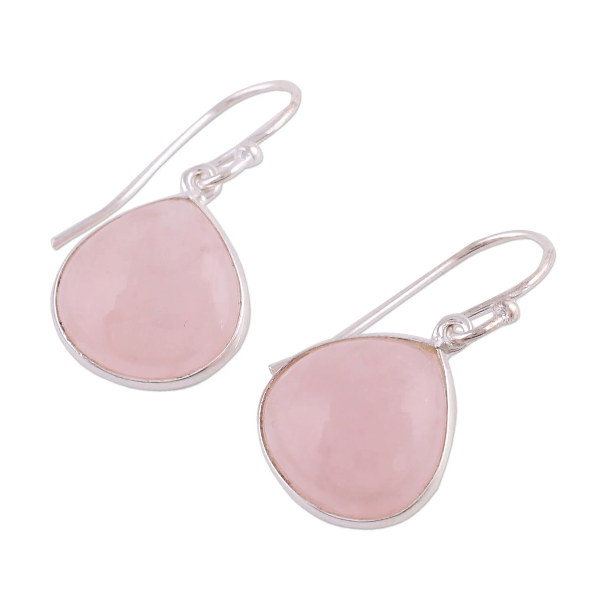 Rose Quartz and Sterling Silver Dangle Earrings from India - Dancing Soul | NOVICA