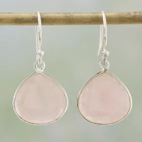 Rose Quartz and Sterling Silver Dangle Earrings from India - Dancing Soul | NOVICA