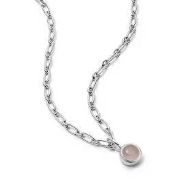 Rose Quartz Chunky Healing Stone Necklace Sterling Silver