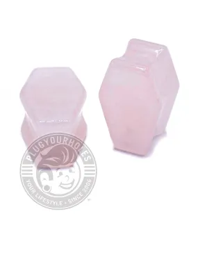 Rose Quartz Coffin Cut Stone Plugs