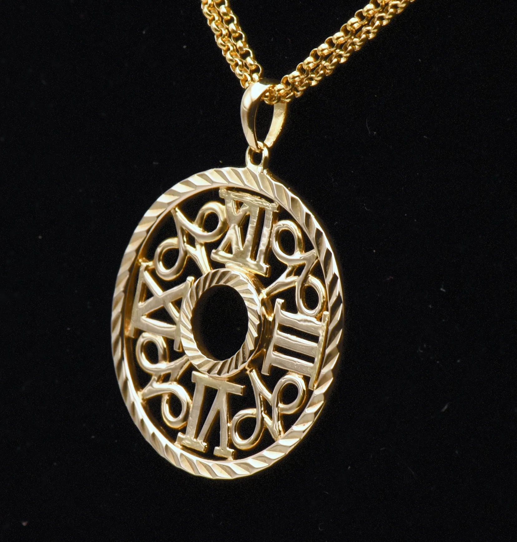 Ross-Simons - Vintage Vermeil Grandfather Clock Face Pendant on Double Strand Chain Necklace - 18"