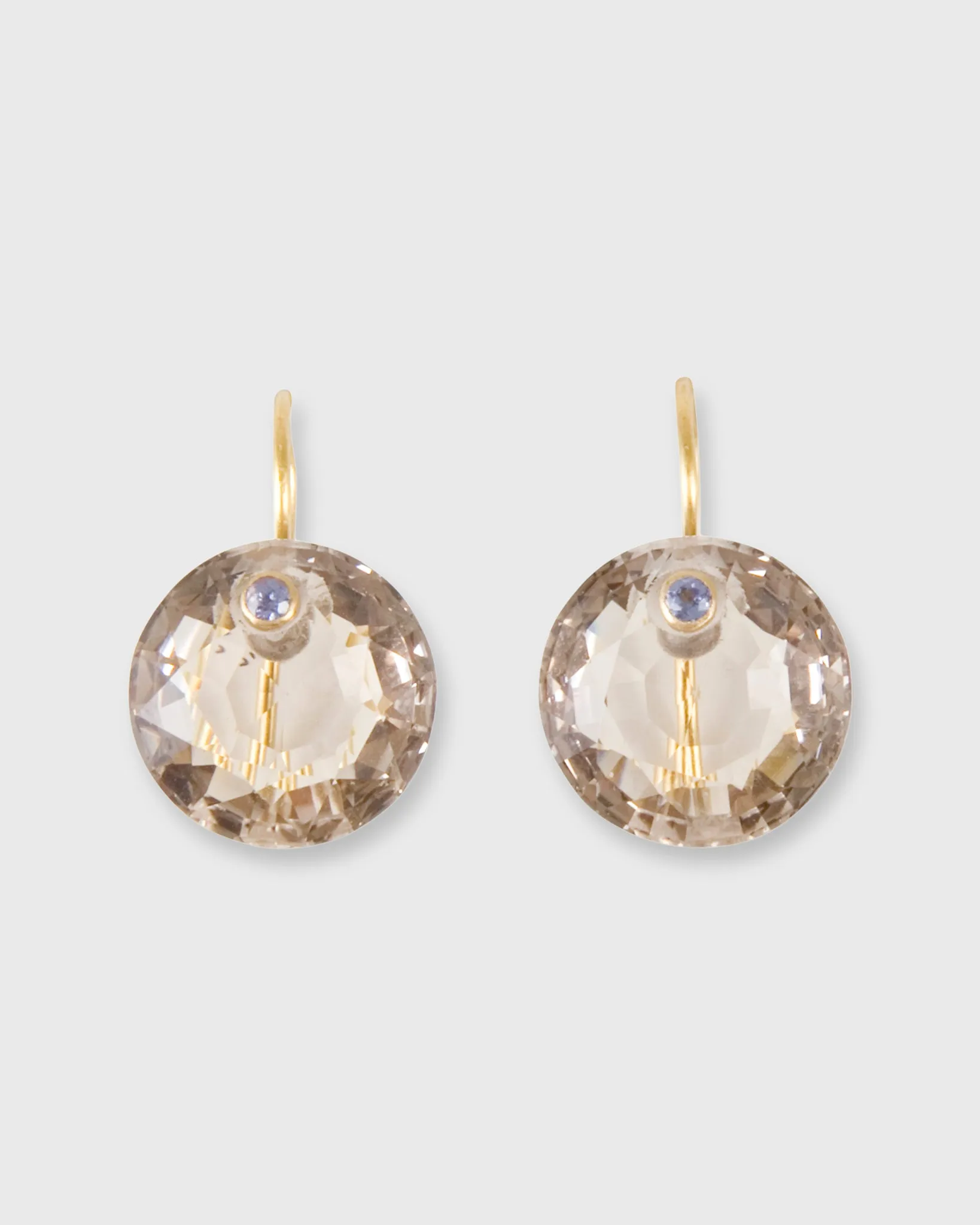 Round Gem Earrings in Smokey Quartz/Tanzanite