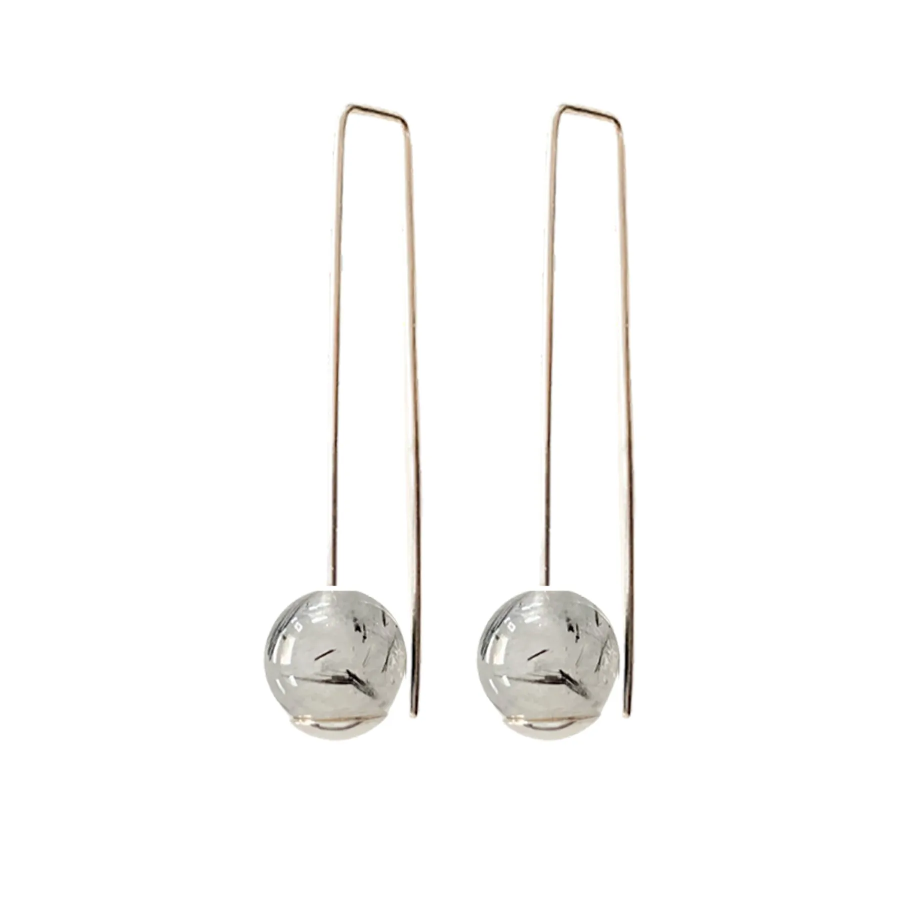 SALE! Long Balance Tourmalinated Quartz Earrings by Raquel Paiz