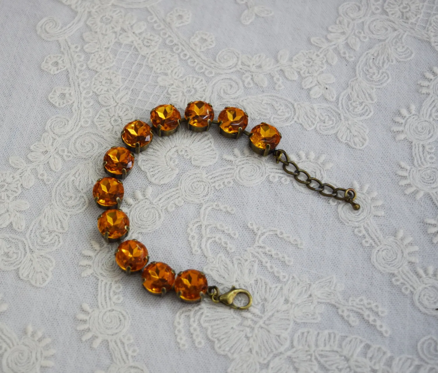 Sample Sale - Orange Crystal Bracelet - Small Round