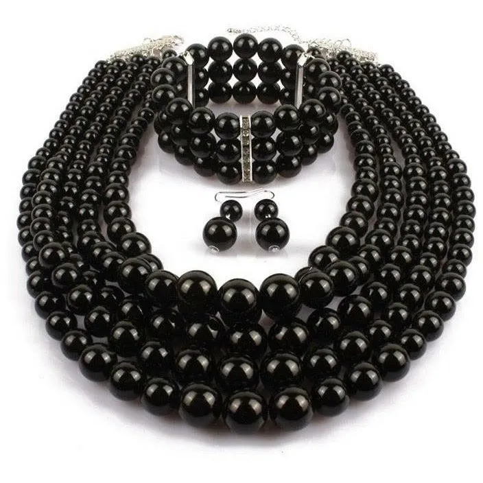 Sandra Multilayered Pearl Necklace Set