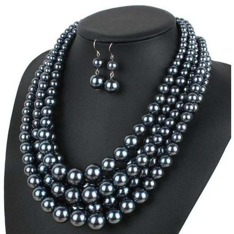 Sandra Multilayered Pearl Necklace Set