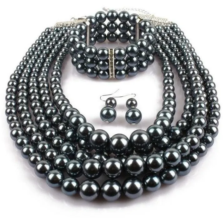 Sandra Multilayered Pearl Necklace Set